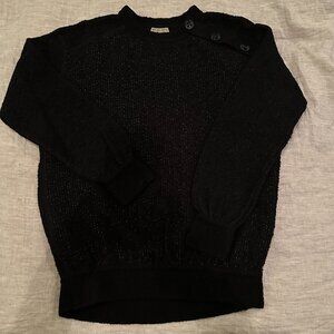 Bottega Veneta Sweater Black metallic front with accent buttons Size 42